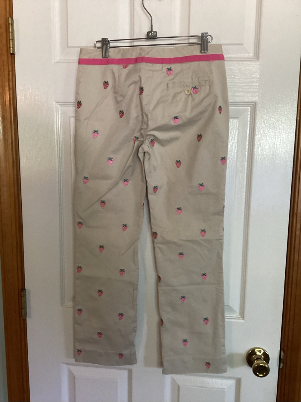 Lilly Pulitzer Beige Pants with Pink Trim and Strawberry Embroidery - Picture 3 of 5